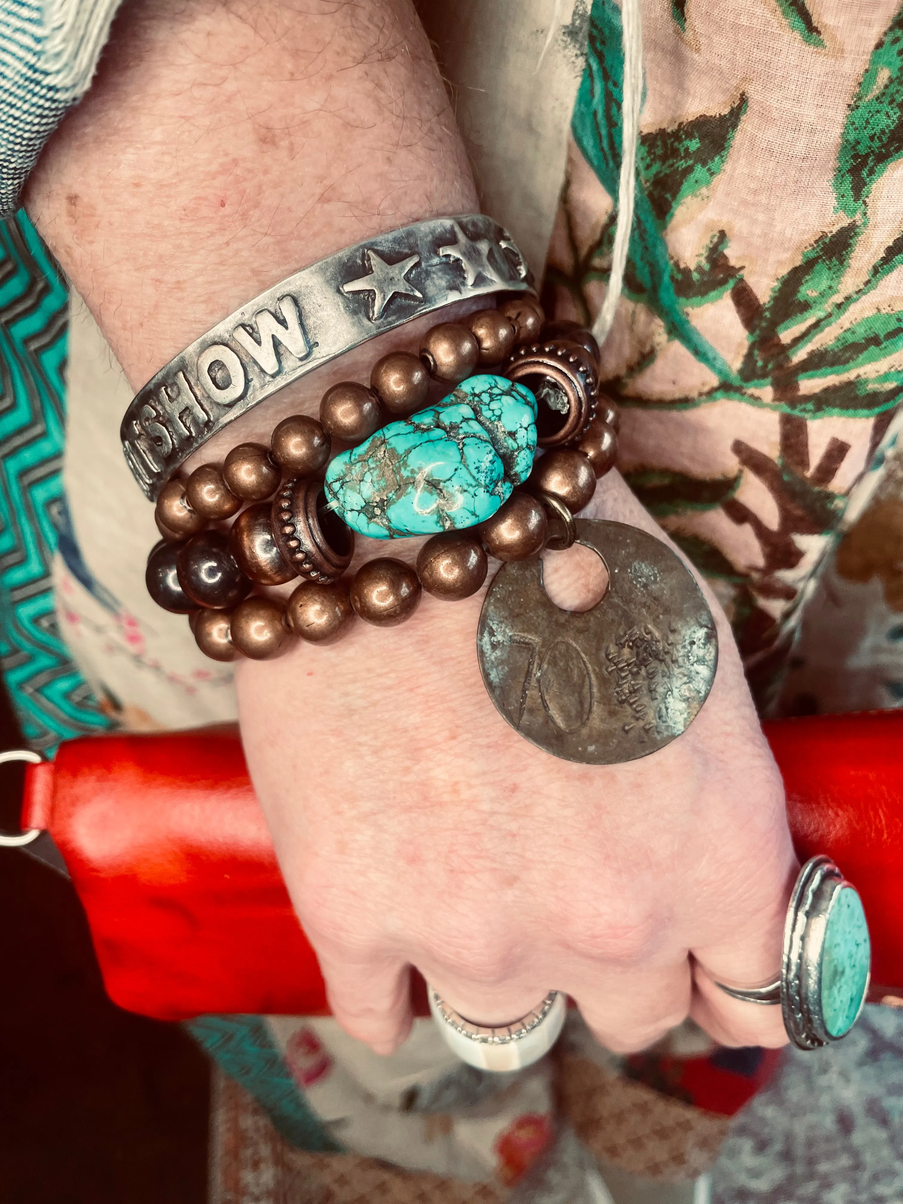 Large Arm Candy Stack- Turquoise and Copper