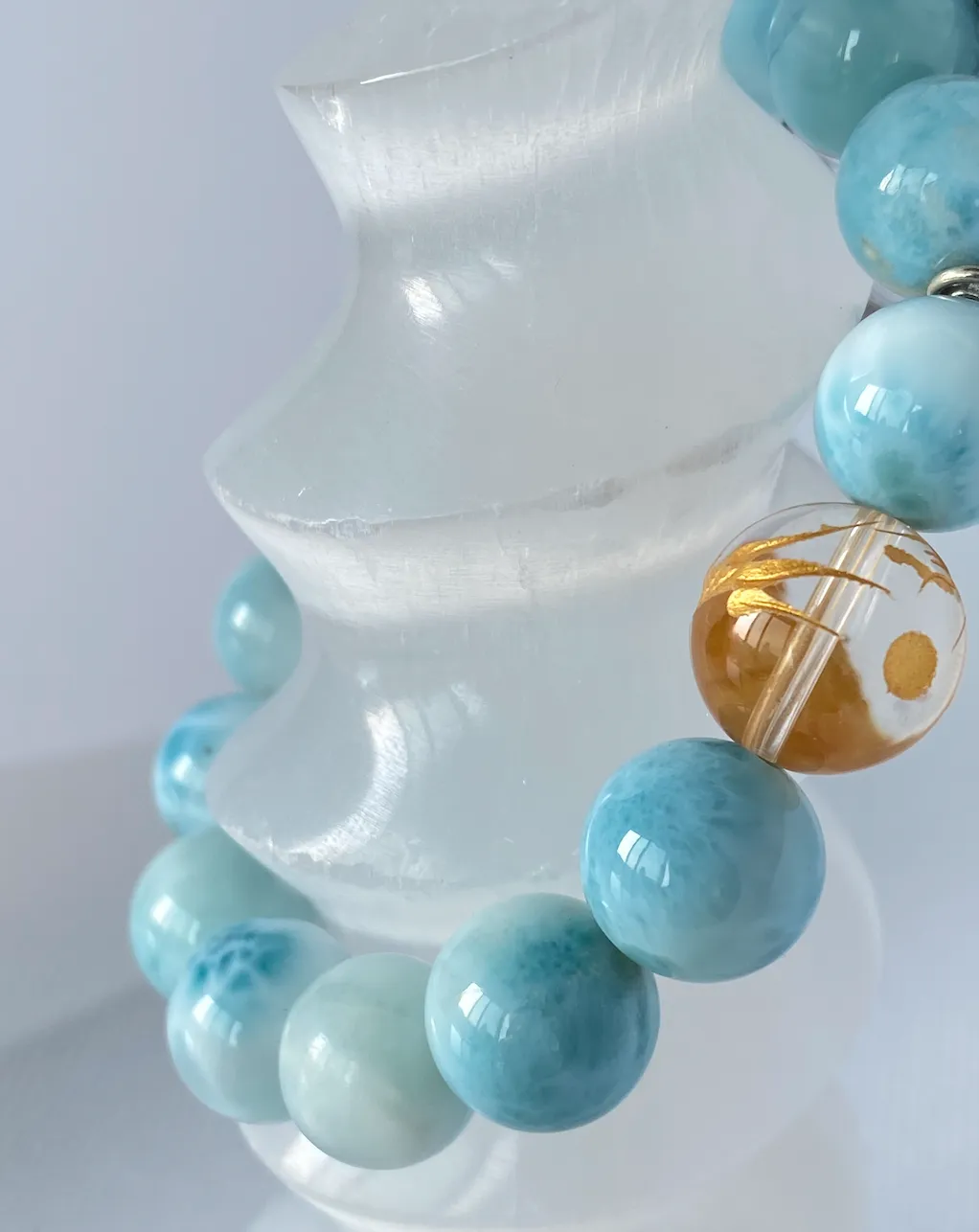 Larimar Bracelet with Golden Phoenix