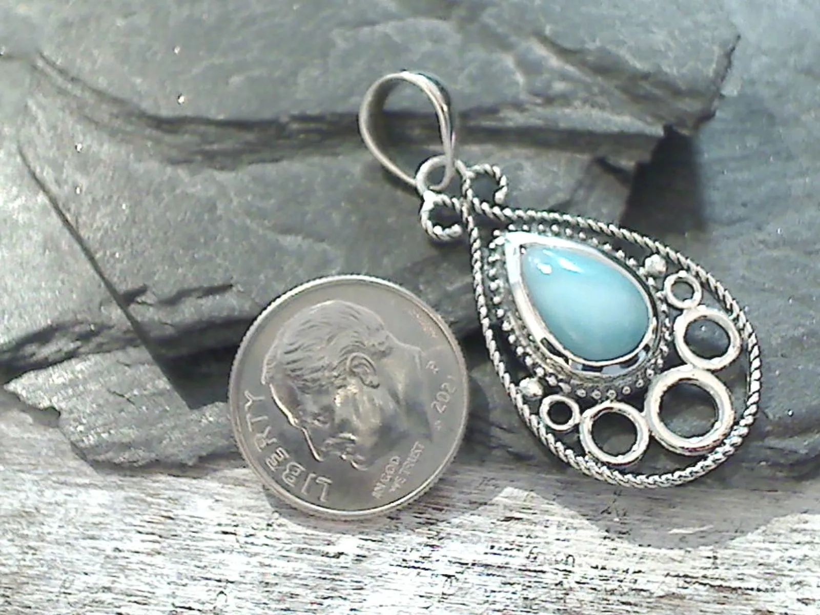 Larimar, Sterling Silver Pendant