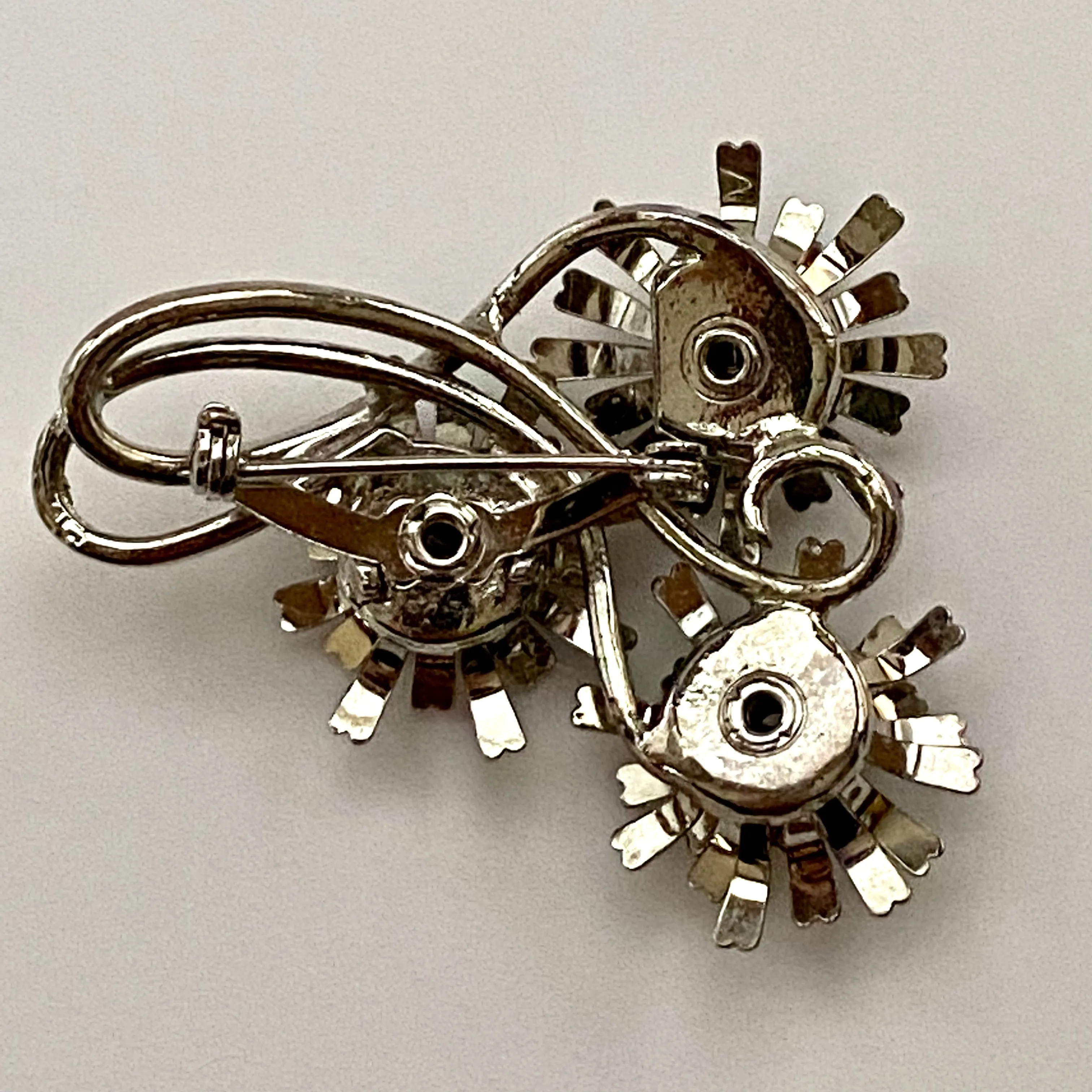 Late 50s/ Early 60s Silver-Tone Abstract Flower Brooch