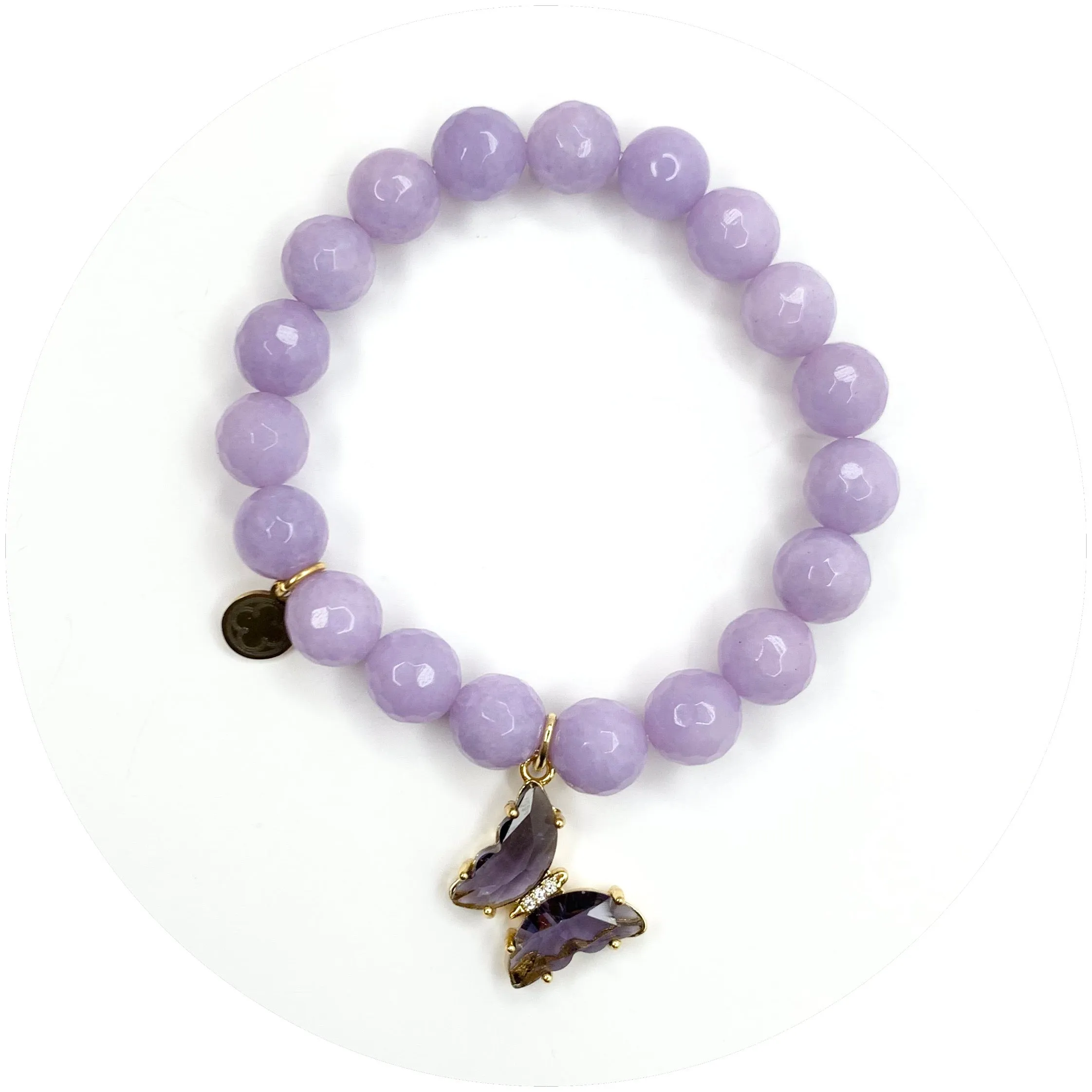 Lavender Jade "Empowering Emi" with Violet Glass Butterfly Pendant