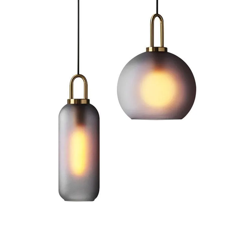 LED Matte Surface Ash Grey Glass Modern Pendant Light