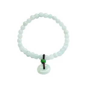 Light Green Jade Bracelet with Sterling Silver Safety Buckle and Tassel Detail