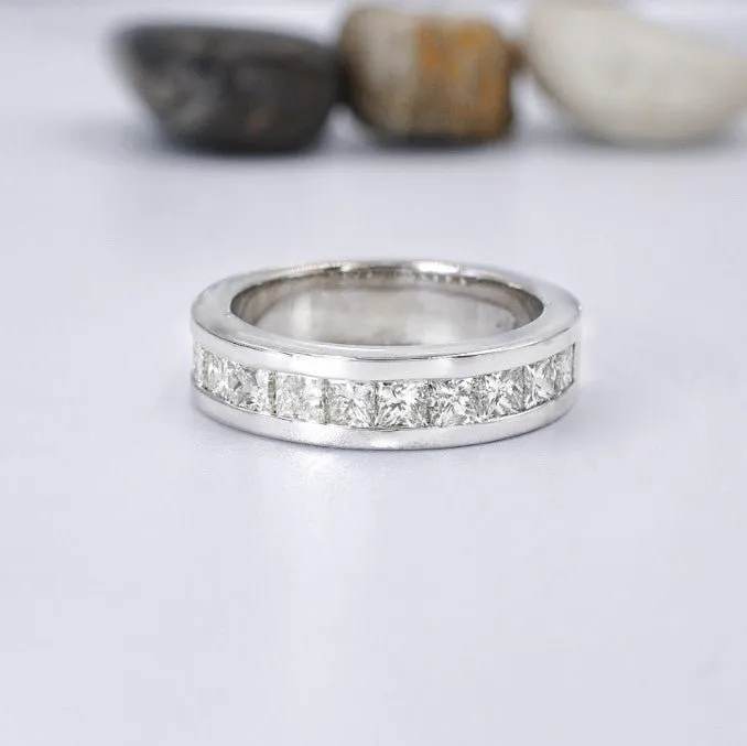 Limited 1.10 CT Princess Cut Diamond Wedding Ring in 14KT White Gold