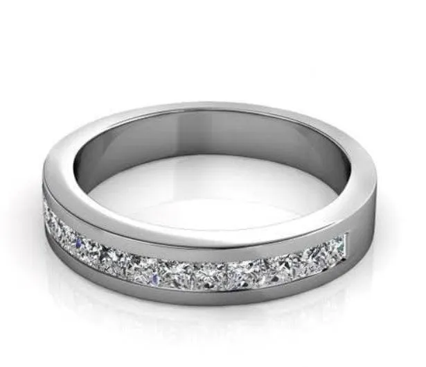 Limited 1.10 CT Princess Cut Diamond Wedding Ring in 14KT White Gold