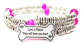 Love A Pitbull They Will Love You Back Curly Coil Wrap Style Bangle Bracelet