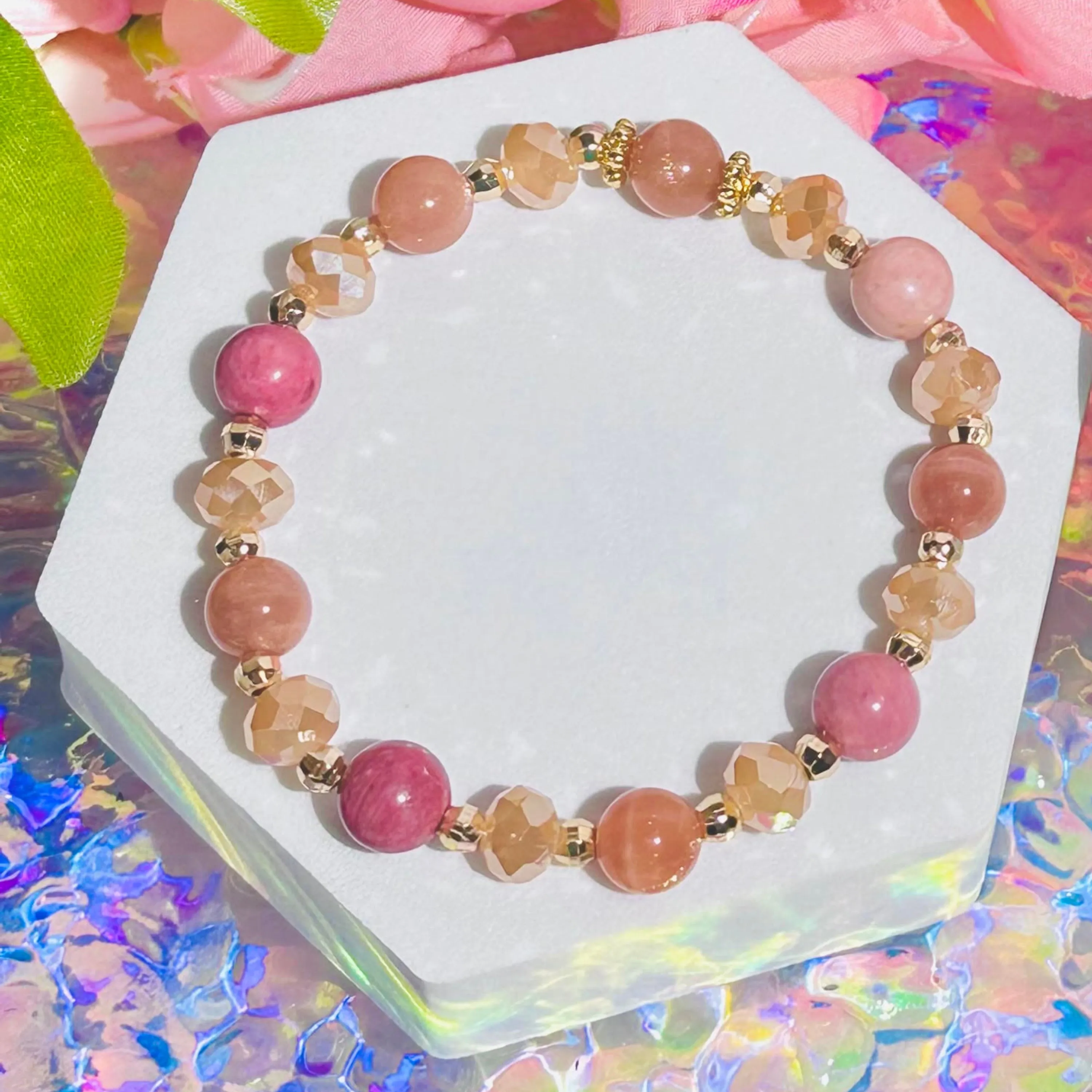 Love & Light Rhodonite Sunstone Rose Quartz Build-Your-Own Bracelet Set