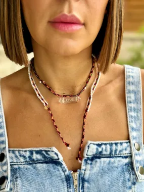 Love Huatana Necklace (Burgundy/Orange) by LA Blonde Aux Bijoux