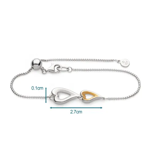 Love Story Golden Twin Heart Bracelet