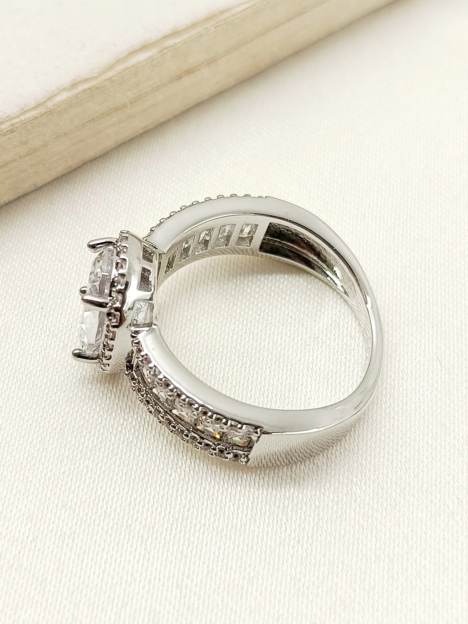 Loveleen White American Diamond Finger Ring