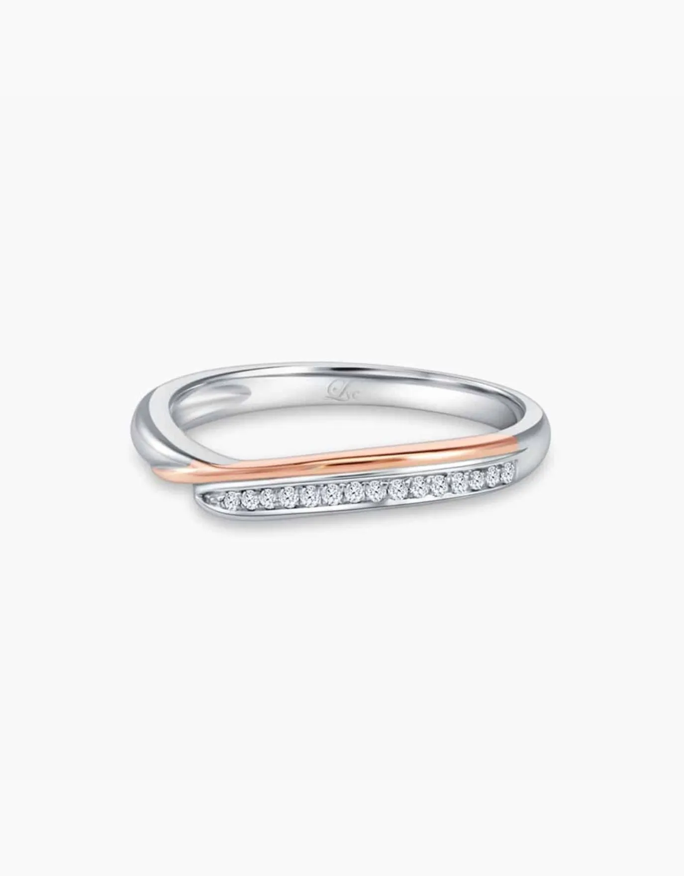 LVC Perfection Grace Wedding Band in White and Rose Gold with Diamonds