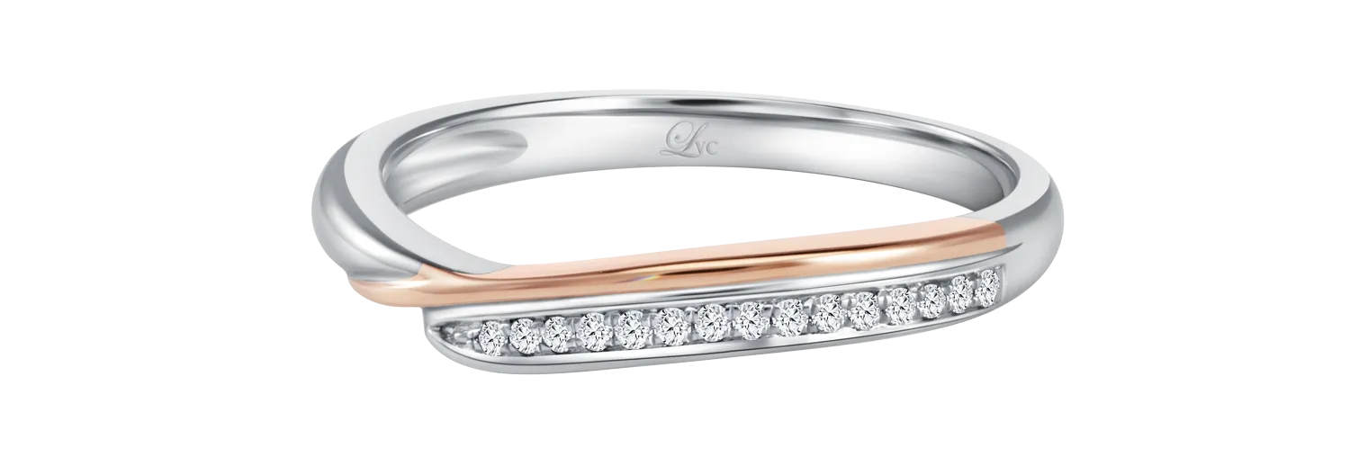 LVC Perfection Grace Wedding Band in White and Rose Gold with Diamonds