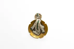 McCLELLAND BARCLAY Art Moderne Bronze Plated with Pavé Rhinestones and Green Accents Pendant or Brooch