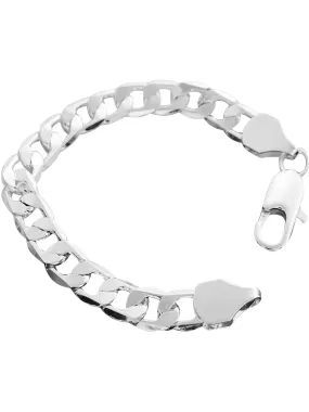 Mens Cuban Link Sterling Silver Plated Chain Bracelet