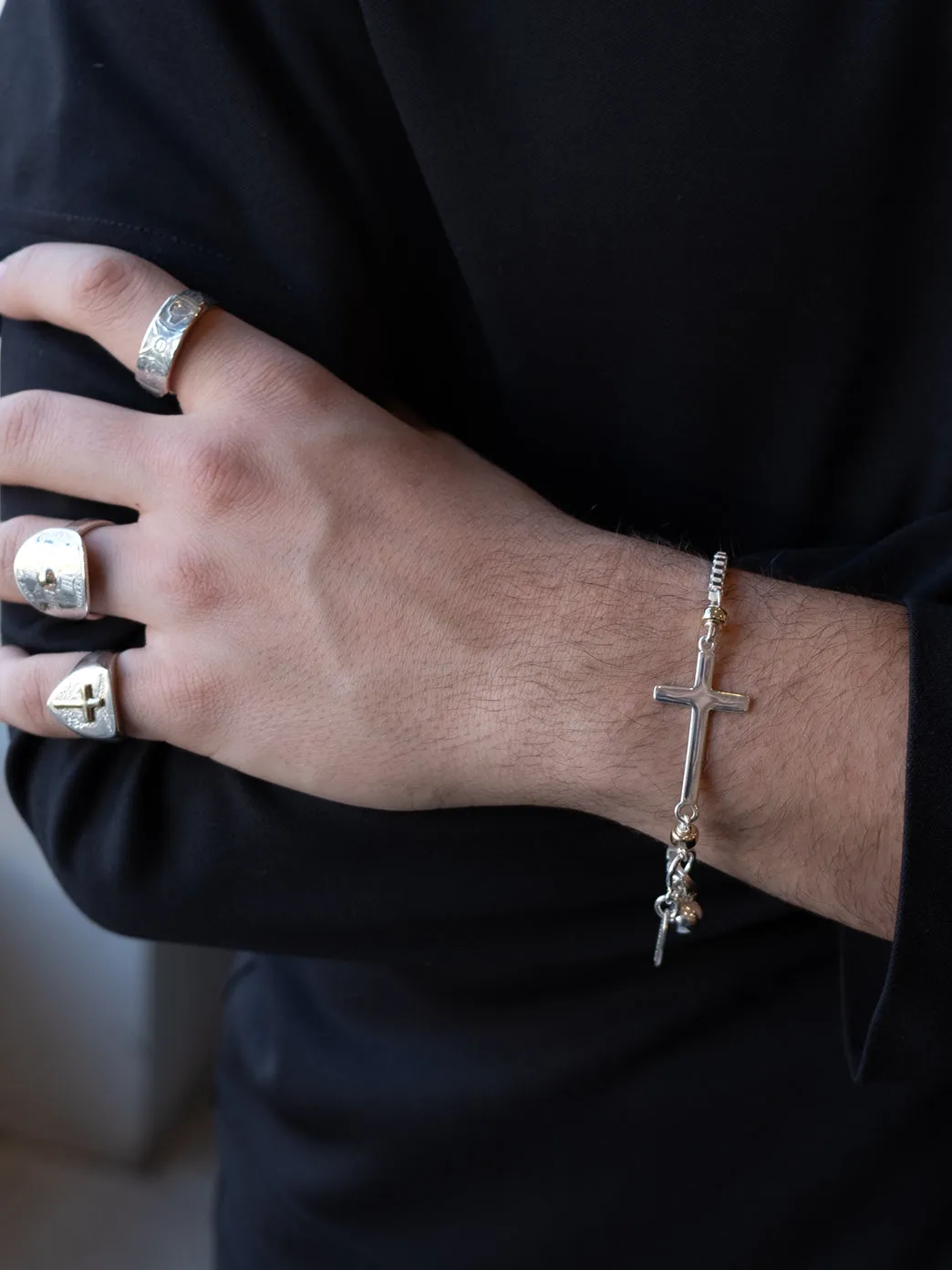 Men's Side Cross Bracelet