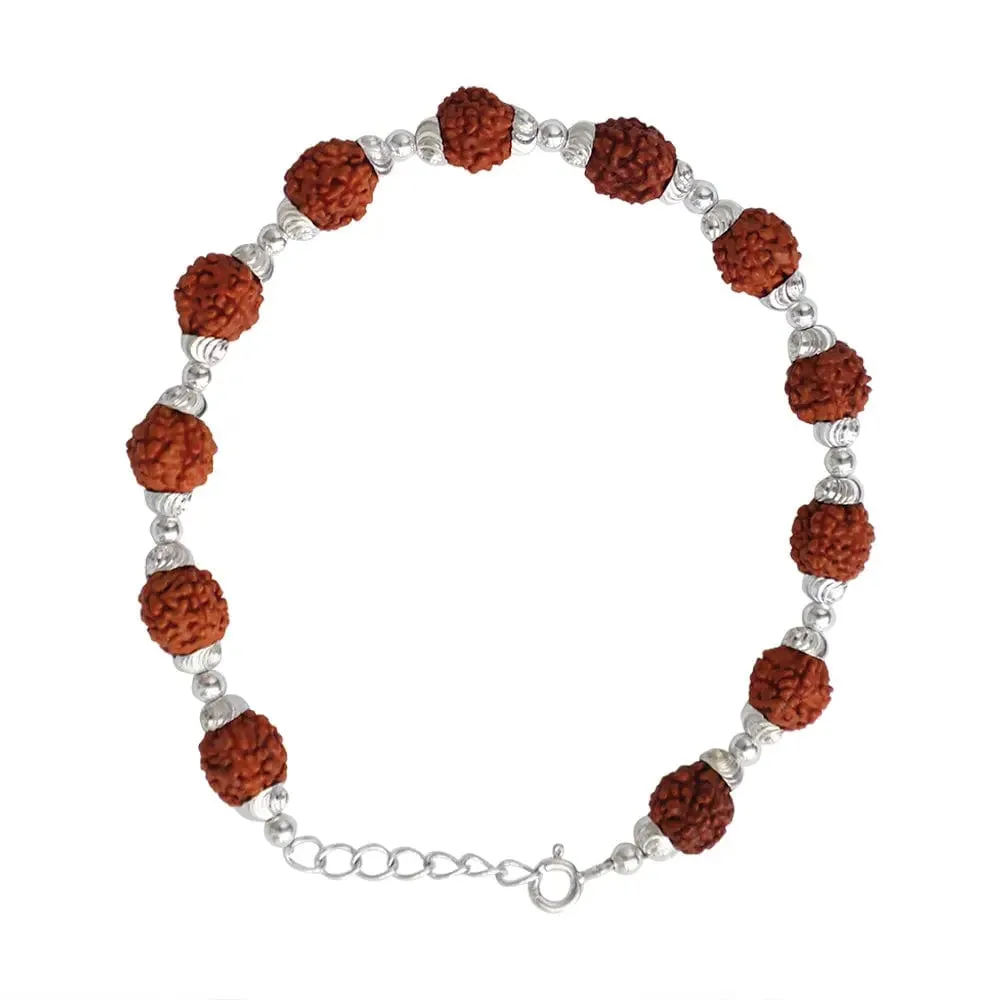 Men's Silver 92.5 Bracelet With Rudraksha Beads