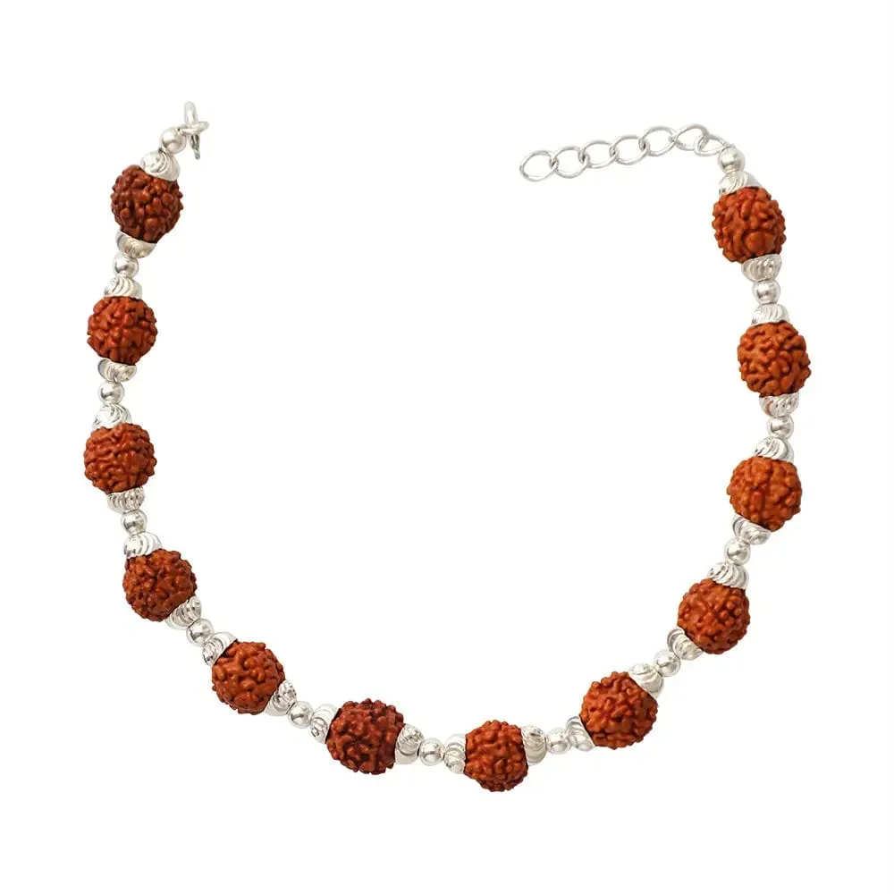 Men's Silver 92.5 Bracelet With Rudraksha Beads