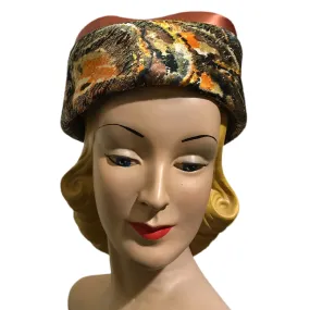 Metallic Copper and Gold Pill Box Hat circa 1960s