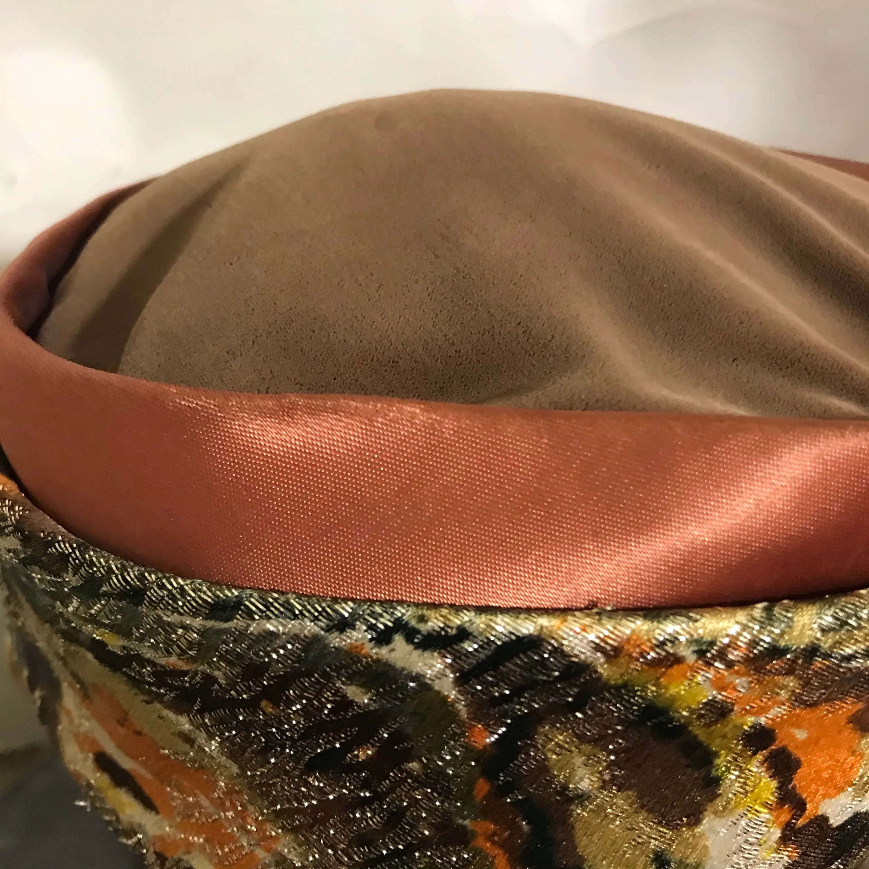 Metallic Copper and Gold Pill Box Hat circa 1960s