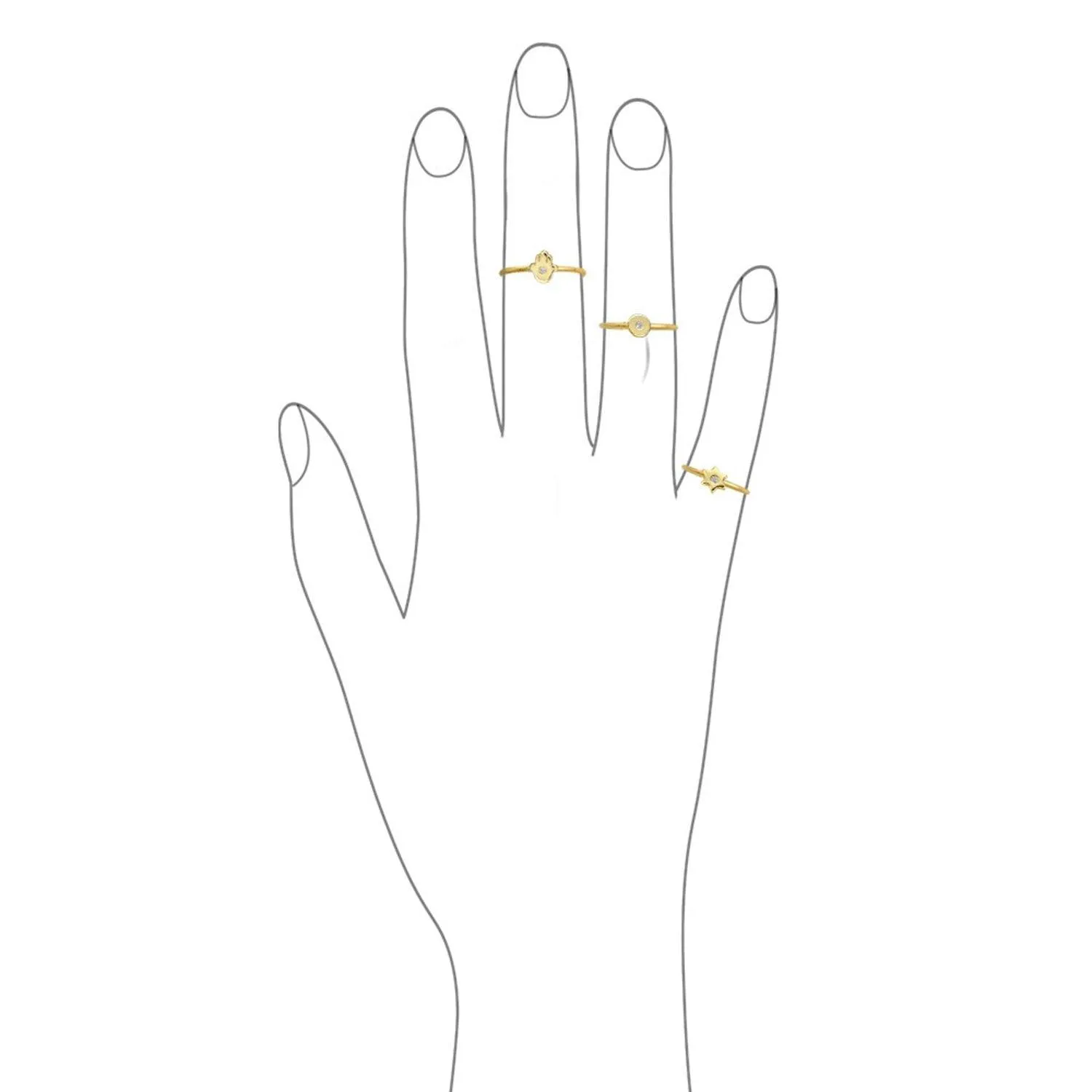 Minimalist CZ 14K Gold Plated Cocktail Statement Ring with Celestial Star Design