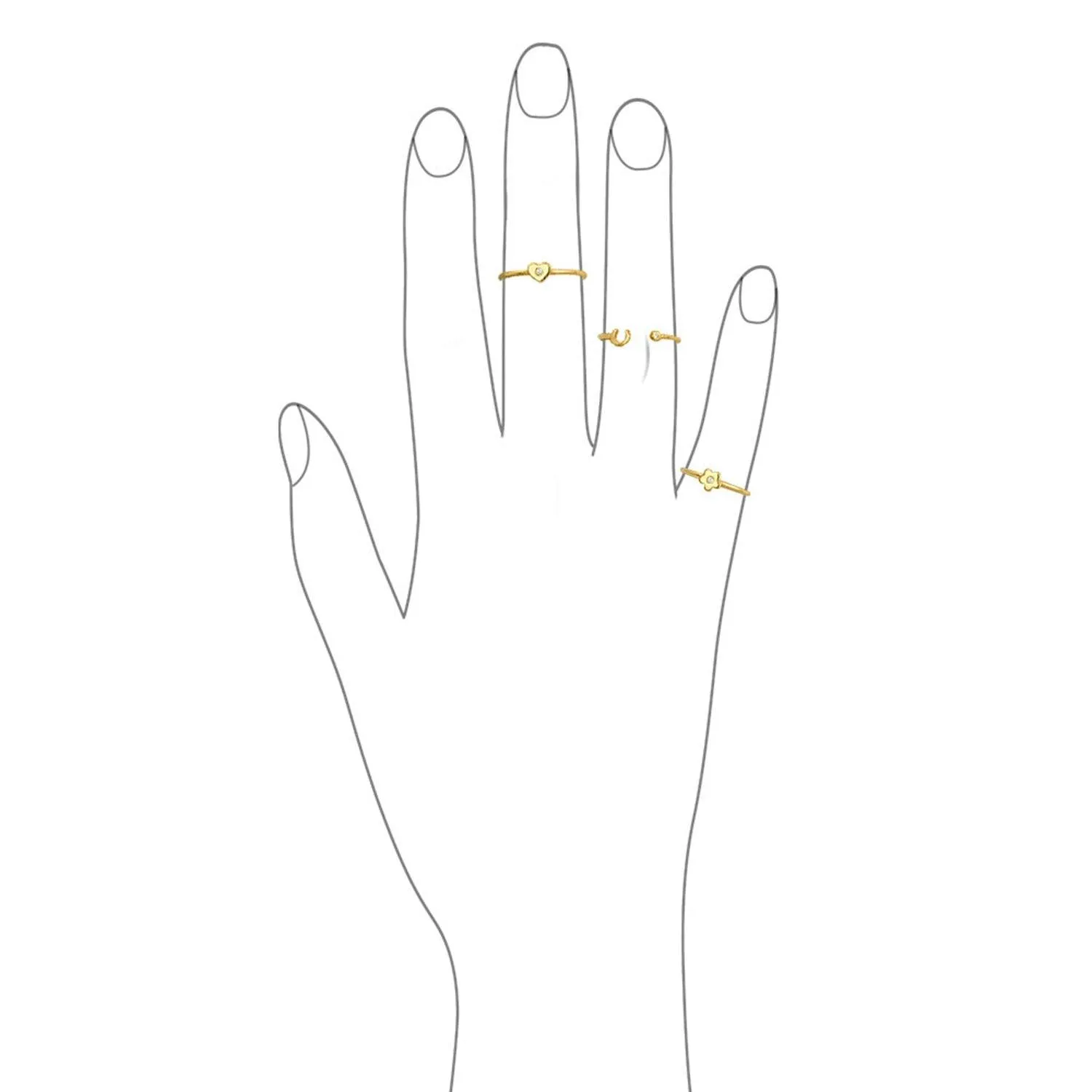 Minimalist CZ 14K Gold Plated Cocktail Statement Ring with Celestial Star Design