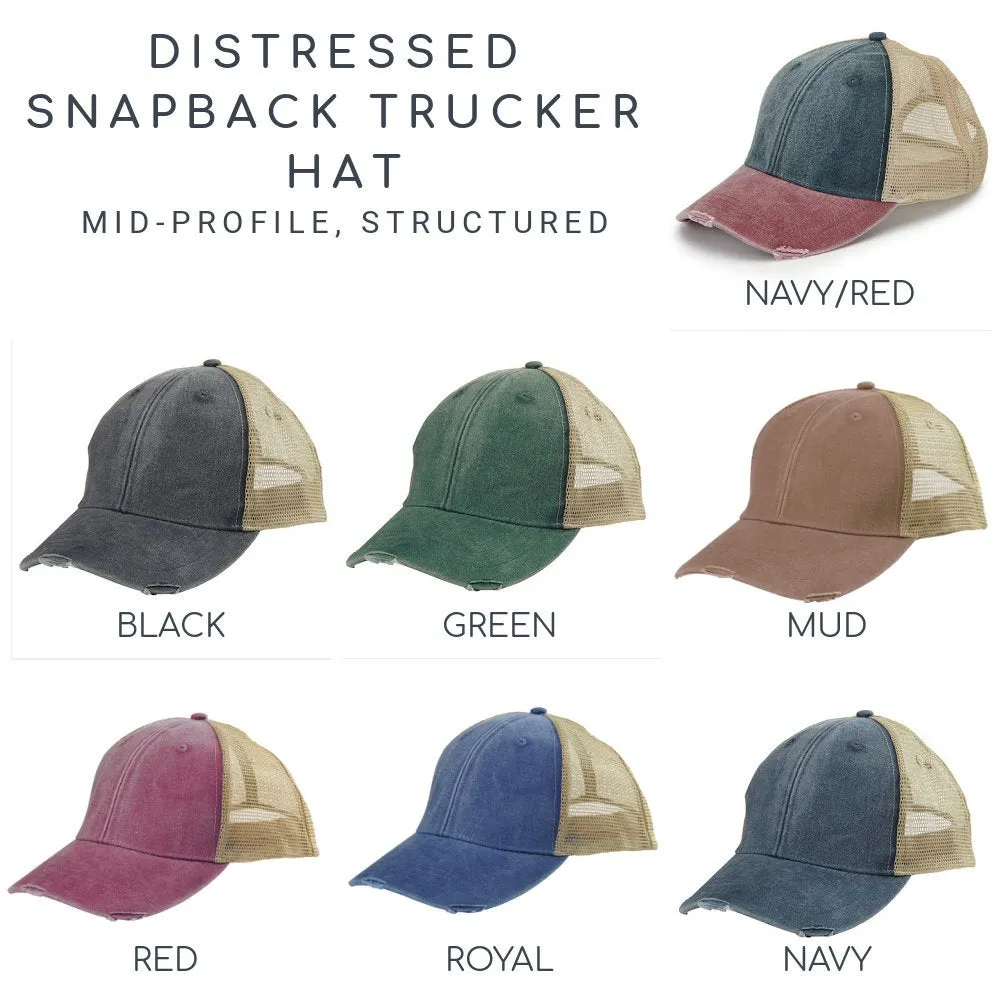 Mississippi Hat - Distressed Snapback Trucker Hat - Mississippi State Outline - Many Colors Available