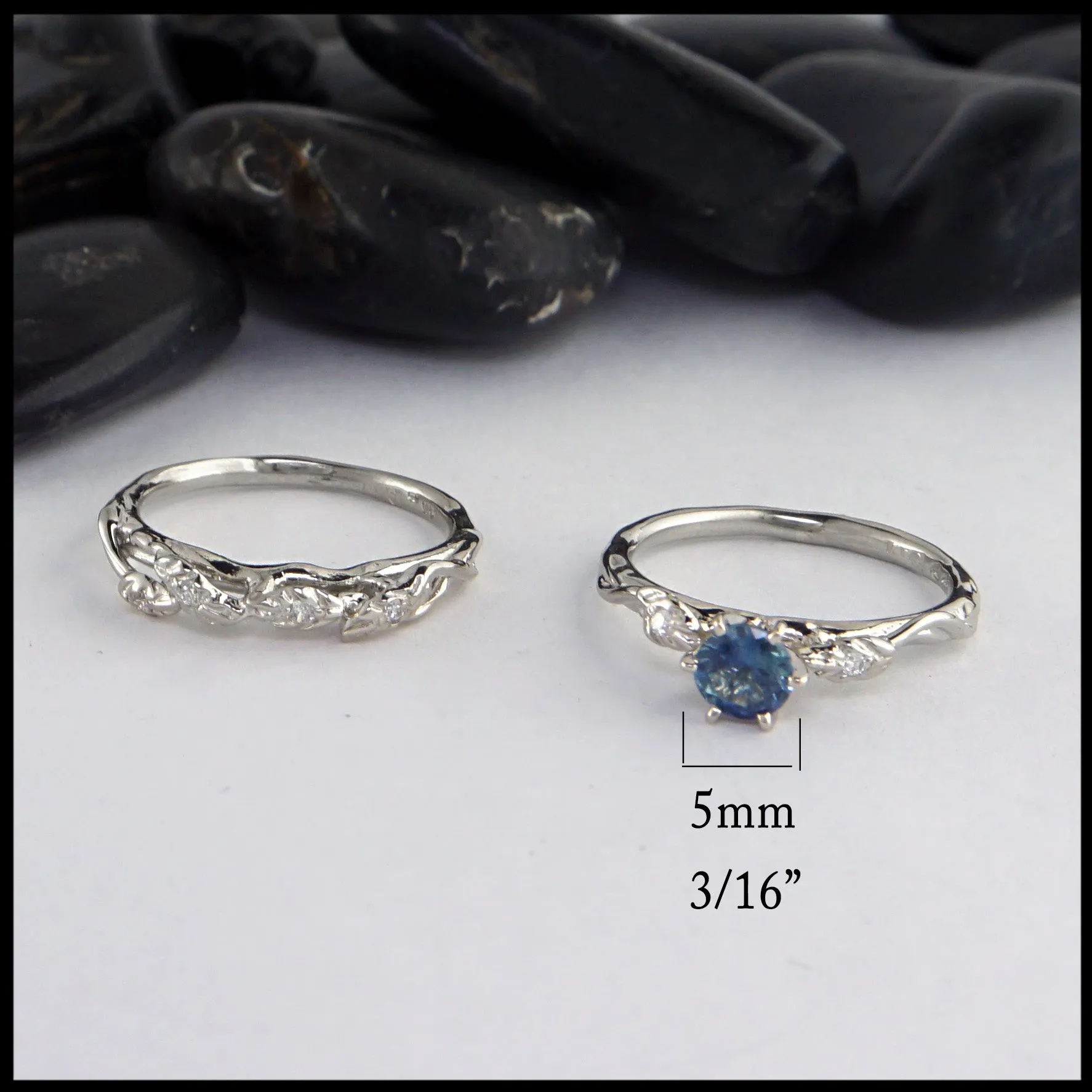 Montana Sapphire Leaf and Vine Wedding Set