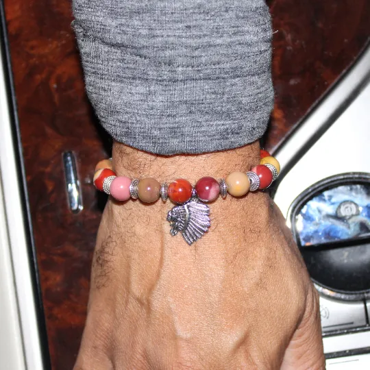 Mookaite Indian Warrior Bead Bracelet