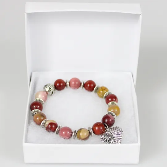 Mookaite Indian Warrior Bead Bracelet