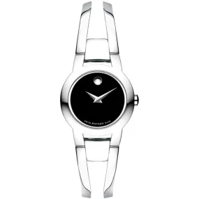 Movado Amorosa Black Museum Dial Steel Bracelet Ladies Watch 0604759