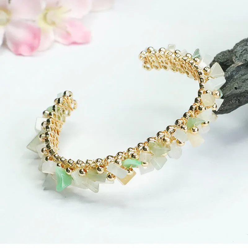 Multicolored Irregular Stone Bracelet with Natural Myanmar Jade