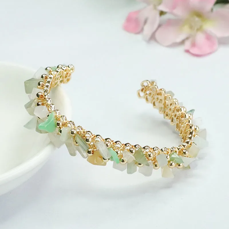 Multicolored Irregular Stone Bracelet with Natural Myanmar Jade