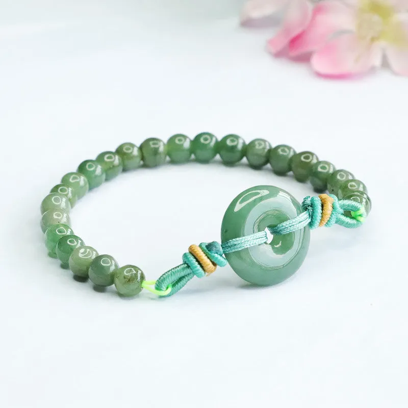 Myanmar Jade Bracelet with Sterling Silver Safety Buckle