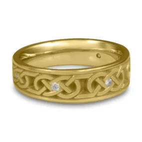 Narrow Love Knot With Diamonds Wedding Ring in 18K Yellow Gold