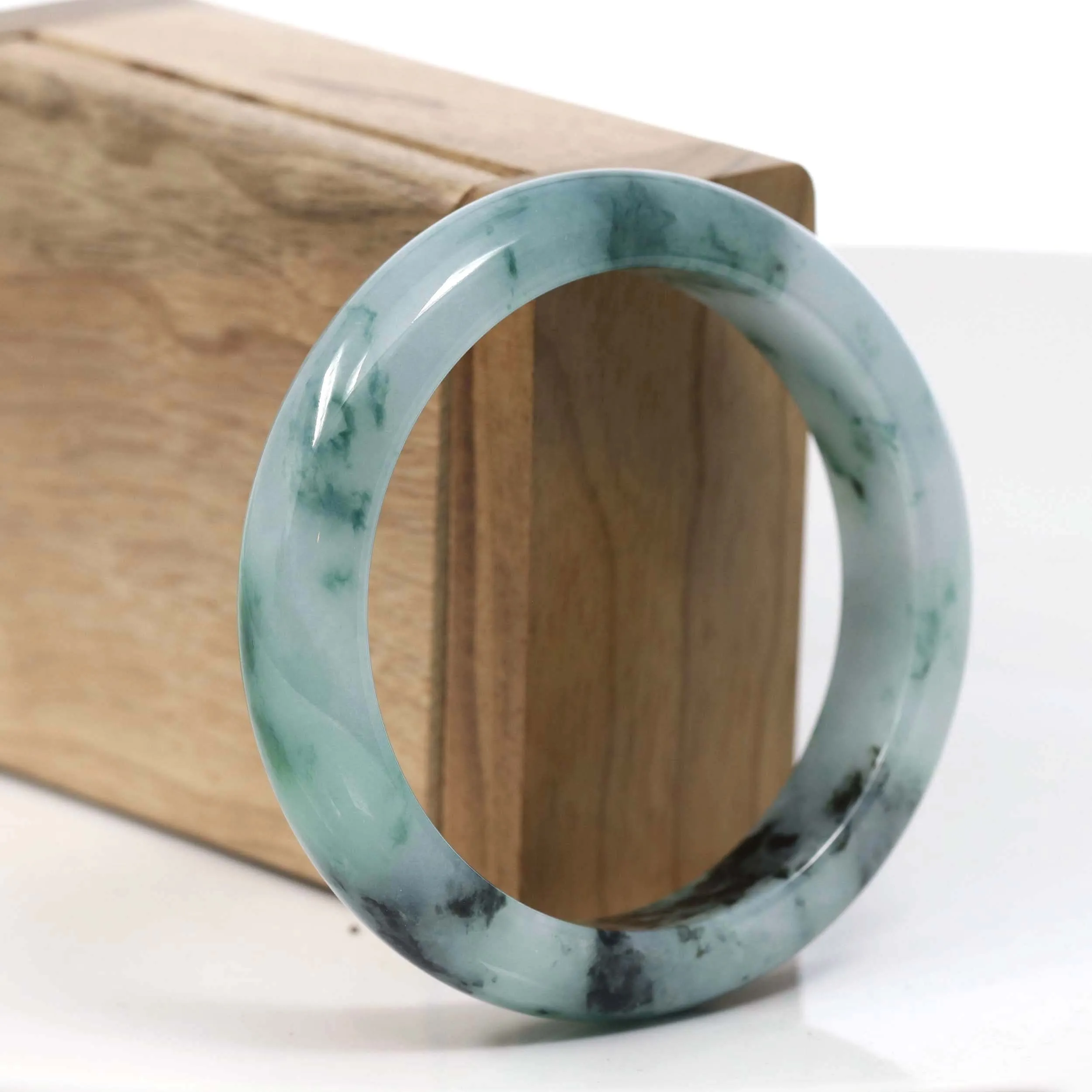 Natural Burmese Blue-green Jadeite Jade Bangle Bracelet (55.48mm)#T013