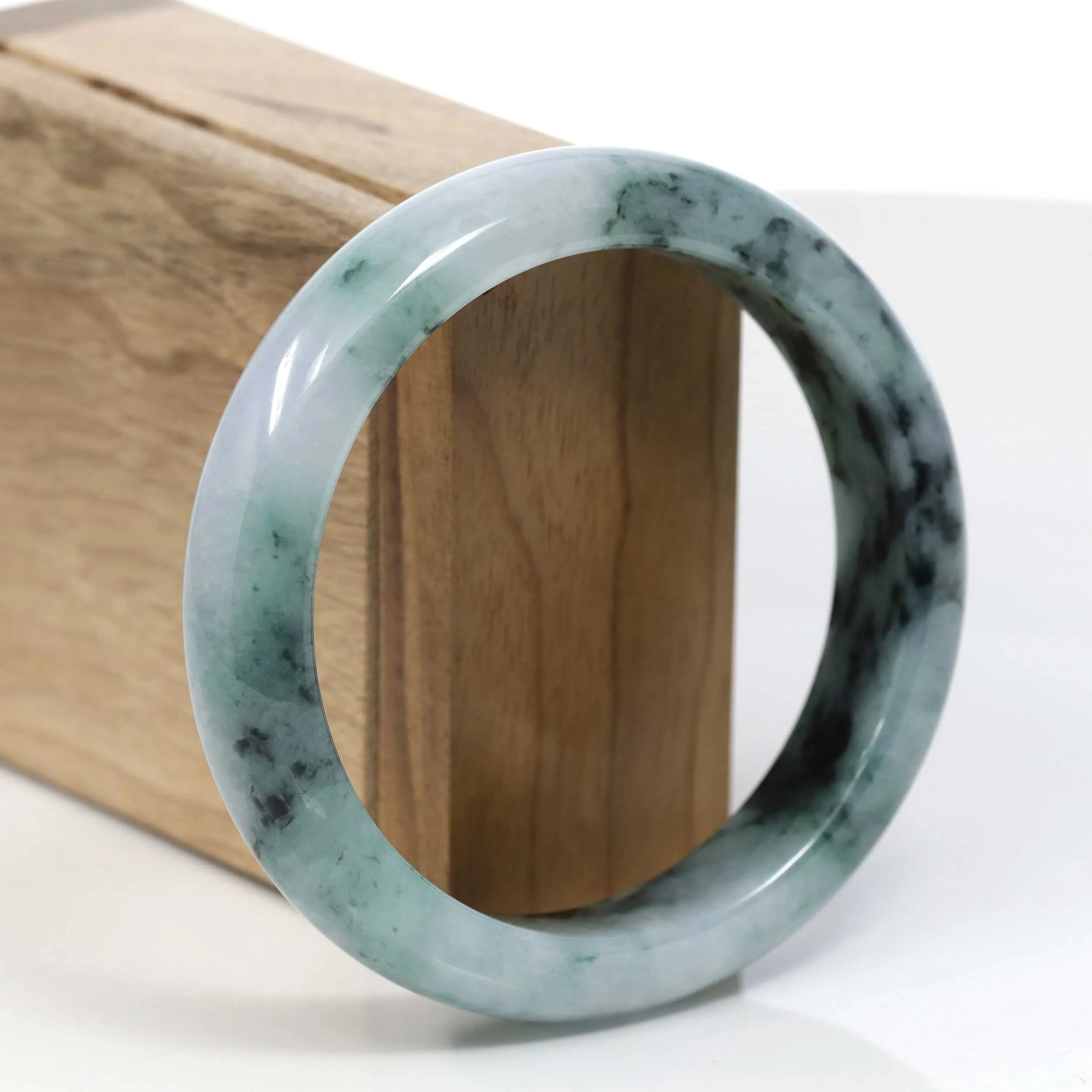 Natural Burmese Blue-green Jadeite Jade Bangle Bracelet (60.07mm)#T030