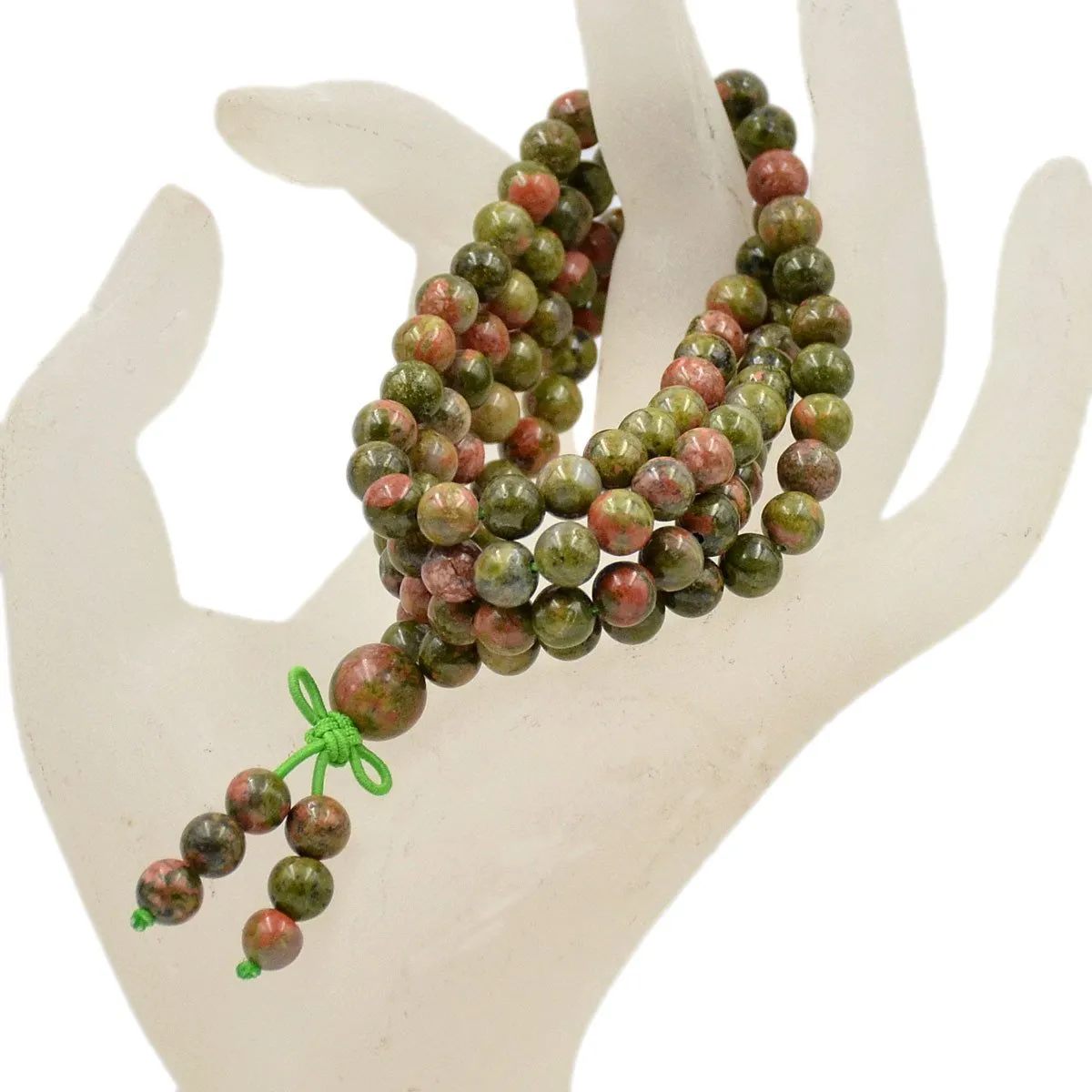 Natural Gemstones Buddhist 108 Prayer Healing Mala Beads Stretchy Bracelet/Necklace 6mm