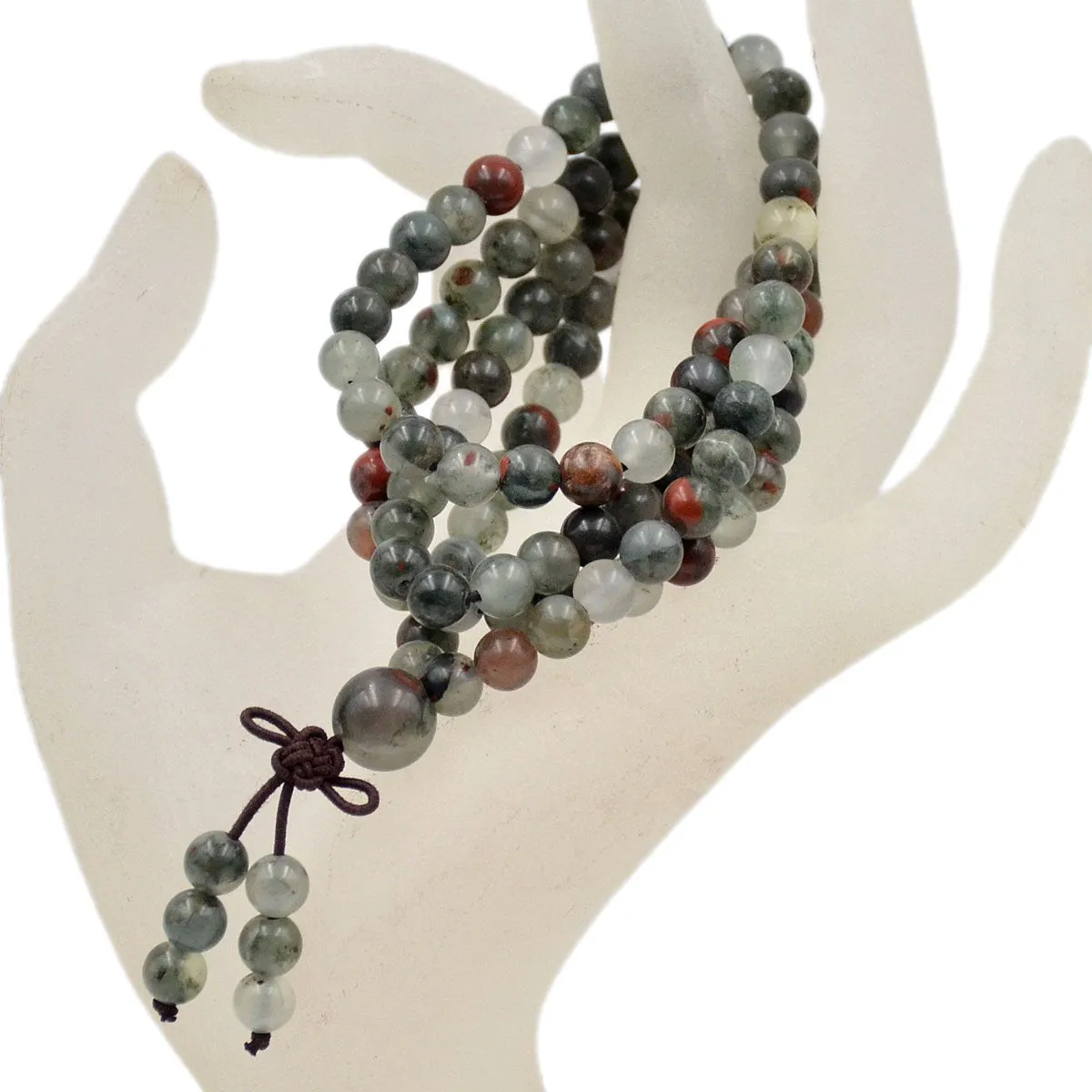 Natural Gemstones Buddhist 108 Prayer Healing Mala Beads Stretchy Bracelet/Necklace 6mm