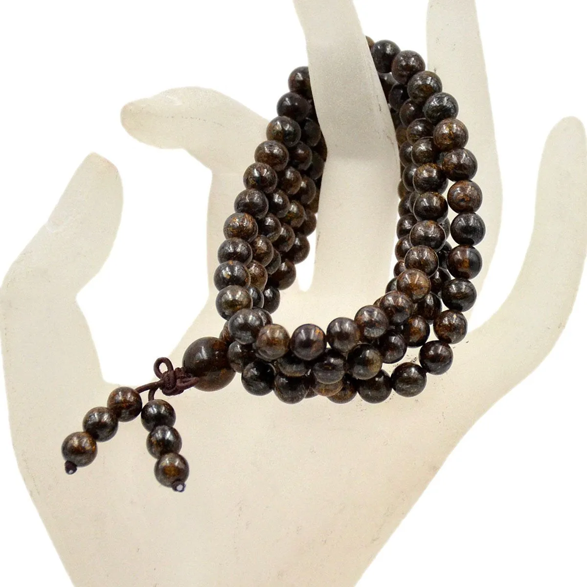 Natural Gemstones Buddhist 108 Prayer Healing Mala Beads Stretchy Bracelet/Necklace 6mm