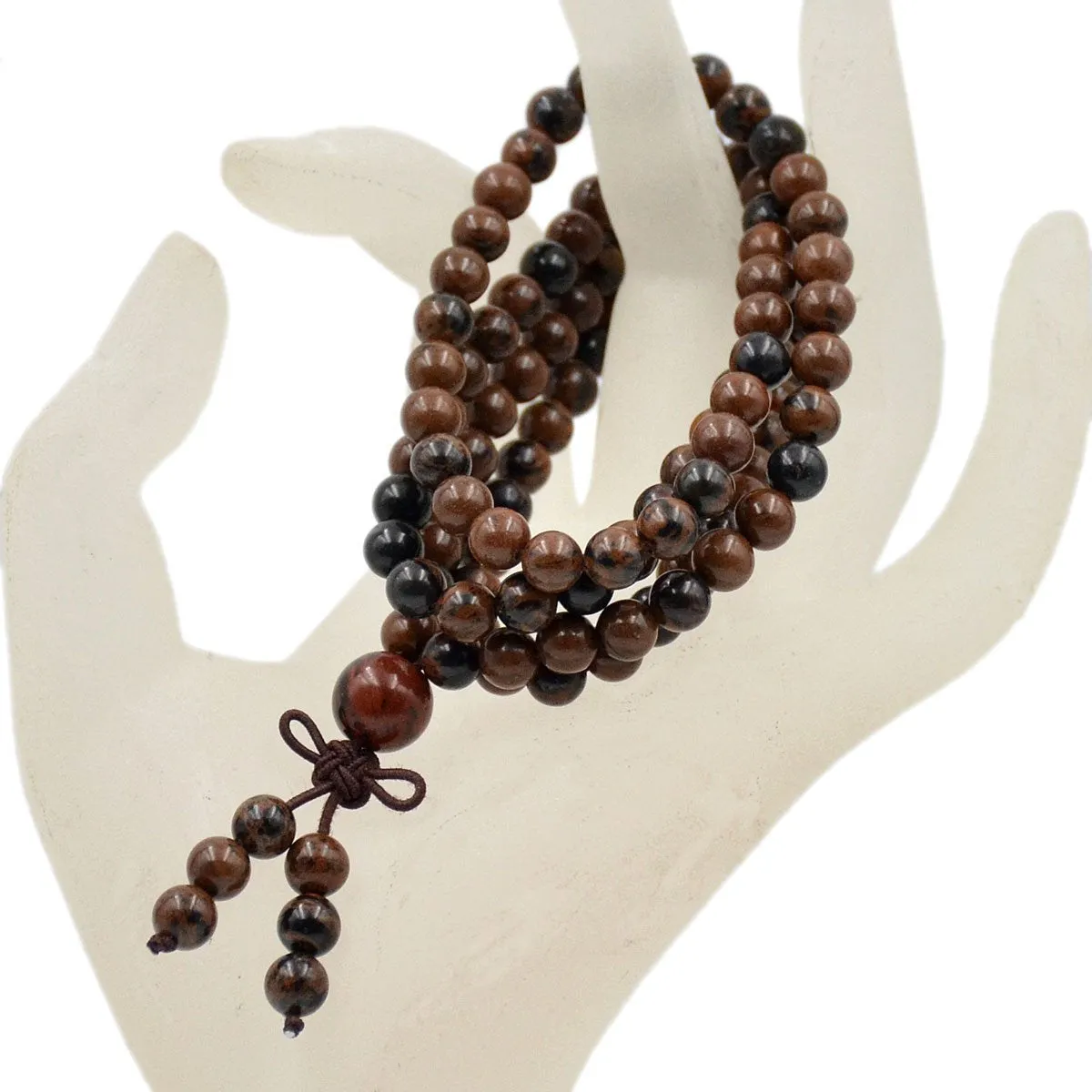 Natural Gemstones Buddhist 108 Prayer Healing Mala Beads Stretchy Bracelet/Necklace 6mm