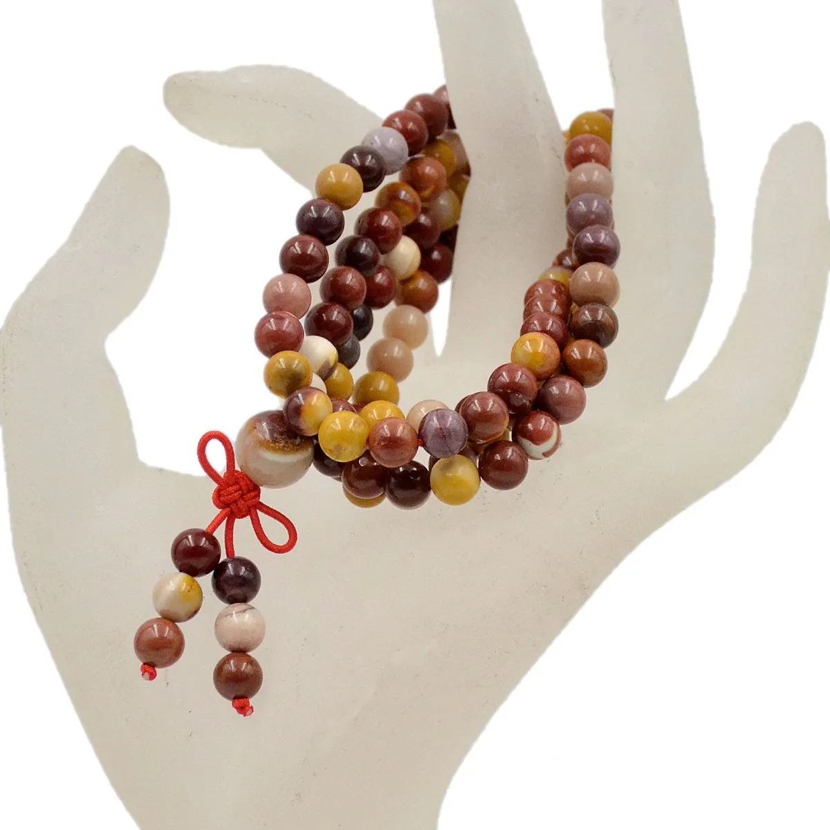 Natural Gemstones Buddhist 108 Prayer Healing Mala Beads Stretchy Bracelet/Necklace 6mm