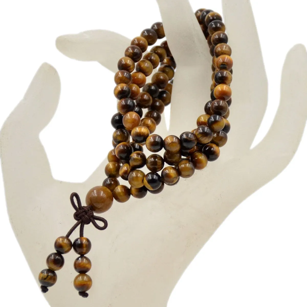 Natural Gemstones Buddhist 108 Prayer Healing Mala Beads Stretchy Bracelet/Necklace 6mm