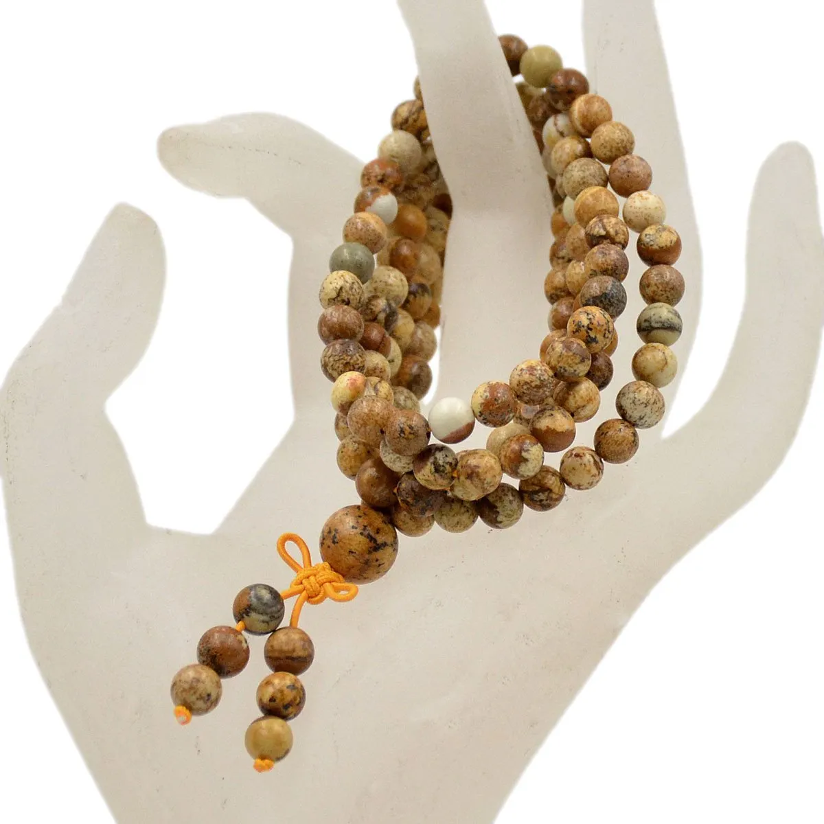 Natural Gemstones Buddhist 108 Prayer Healing Mala Beads Stretchy Bracelet/Necklace 6mm