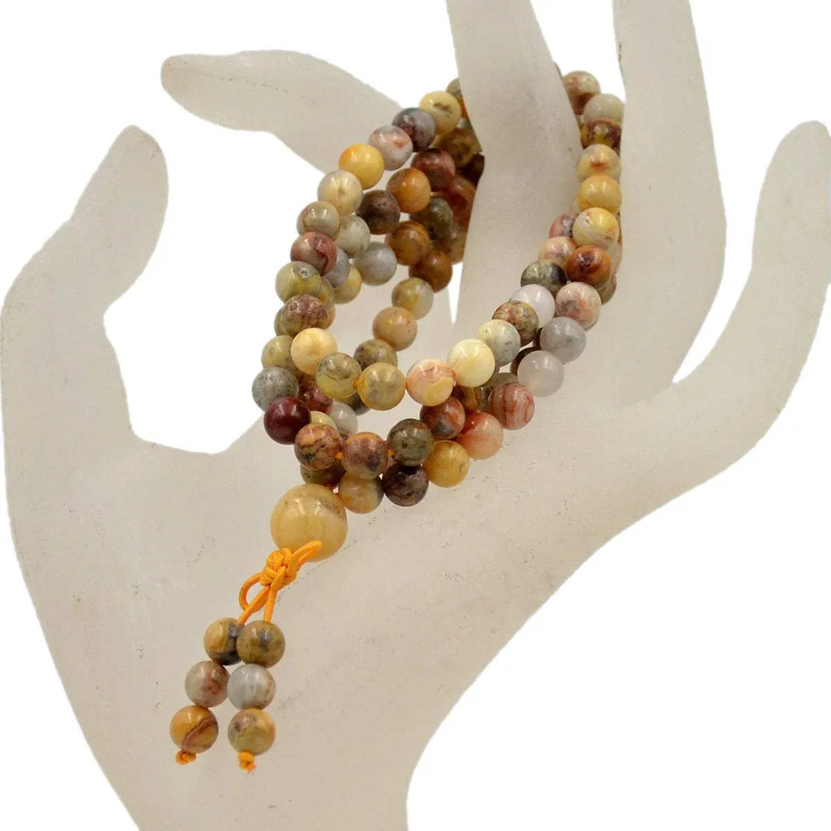 Natural Gemstones Buddhist 108 Prayer Healing Mala Beads Stretchy Bracelet/Necklace 6mm