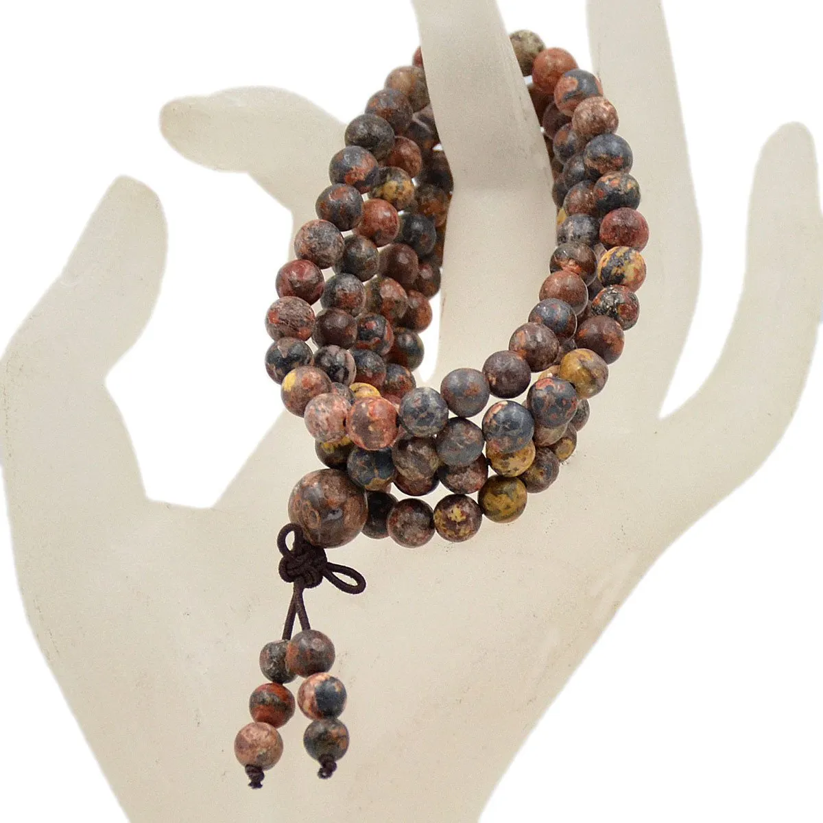 Natural Gemstones Buddhist 108 Prayer Healing Mala Beads Stretchy Bracelet/Necklace 6mm