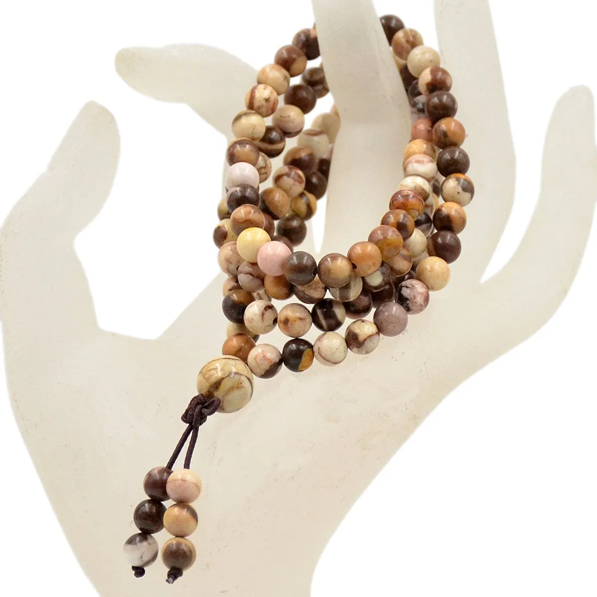 Natural Gemstones Buddhist 108 Prayer Healing Mala Beads Stretchy Bracelet/Necklace 6mm