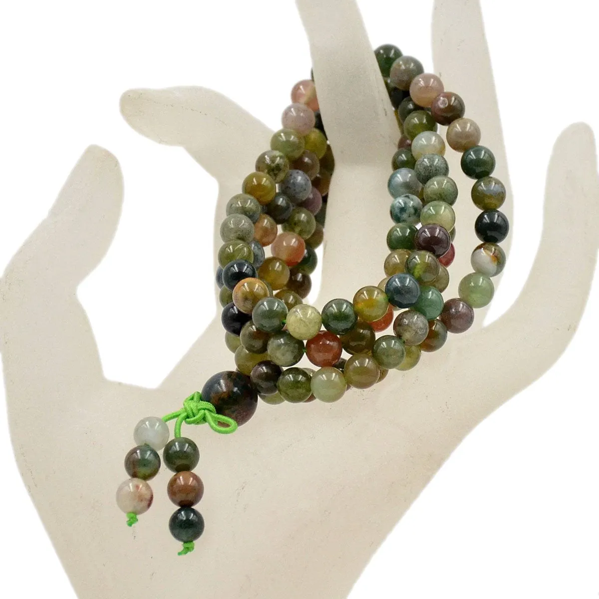 Natural Gemstones Buddhist 108 Prayer Healing Mala Beads Stretchy Bracelet/Necklace 6mm