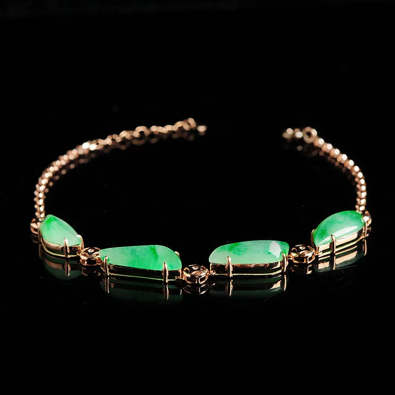 Natural Jade Bracelet Jadeite Gold Bracelet BT08