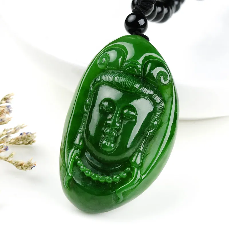 Natural Jade Pendant Nephrite Guanyin Pendant PT123