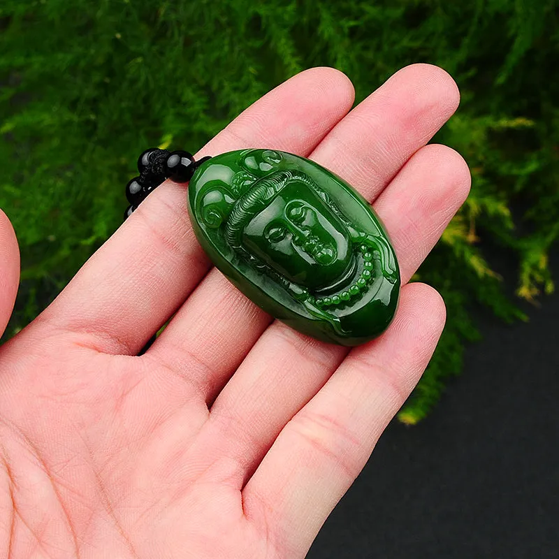 Natural Jade Pendant Nephrite Guanyin Pendant PT123